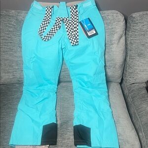 Aqua Snow Pants with Checkered overalls